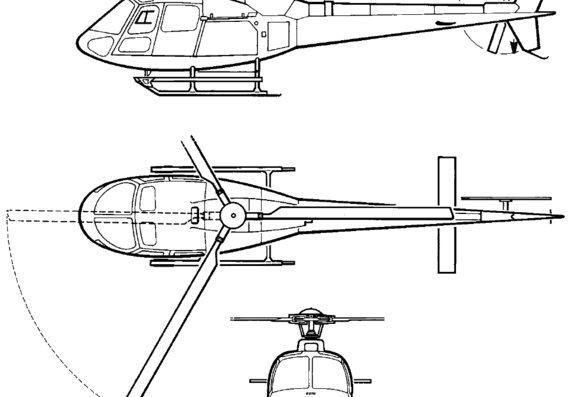 Вертолет Eurocopter EC350 B3 - чертежи, габариты, рисунки
