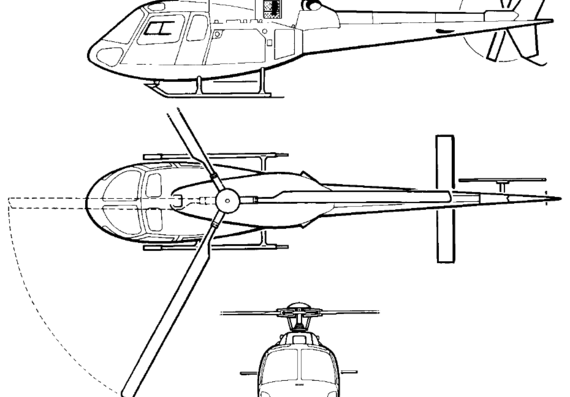 Вертолет Eurocopter EC355 N - чертежи, габариты, рисунки
