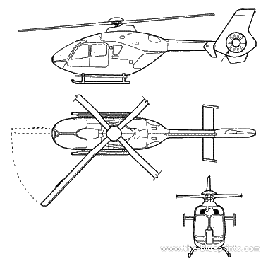 Вертолет Eurocopter EC635 - чертежи, габариты, рисунки