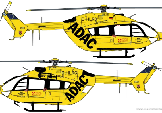 Вертолет Eurocopter EC 145 - чертежи, габариты, рисунки
