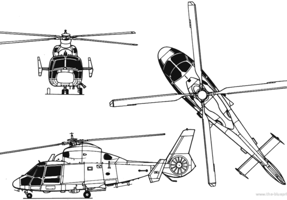 Eurocopter HH-65a Dolphin helicopter - drawings, dimensions, figures