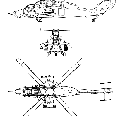 Eurocopter Tigre HAP HCP helicopter - drawings, dimensions, figures