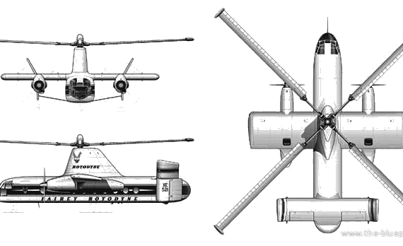 Fairey Rotodyne helicopter - drawings, dimensions, figures