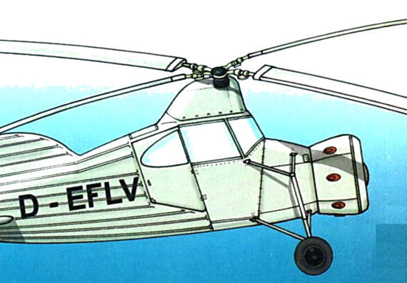 Вертолет Fletner Fl 265 - чертежи, габариты, рисунки