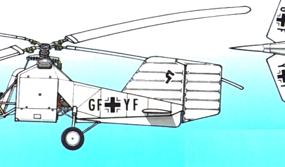 Вертолет Fletner Fl 282 Kolibri - чертежи, габариты, рисунки