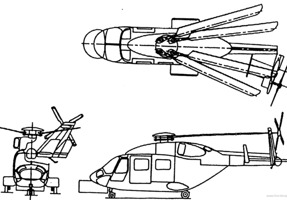 Вертолет HAL Dhruv - чертежи, габариты, рисунки