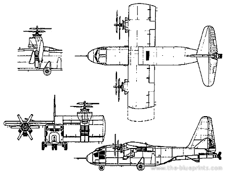 Hiller X-18 Experimental VTOL transport helicopter - drawings, dimensions, figures