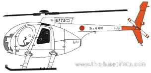 Вертолет Hughes OH-6D (Kawasaki) - чертежи, габариты, рисунки
