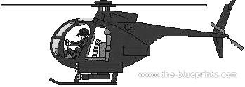 Вертолет Hughes OH-6 Cayuse - чертежи, габариты, рисунки