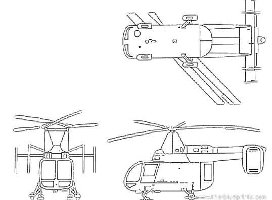 Kaman HH-43 Huskie helicopter - drawings, dimensions, figures