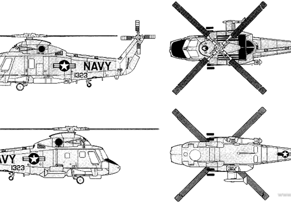 Вертолет Kaman SH-2F Sea Sprite - чертежи, габариты, рисунки