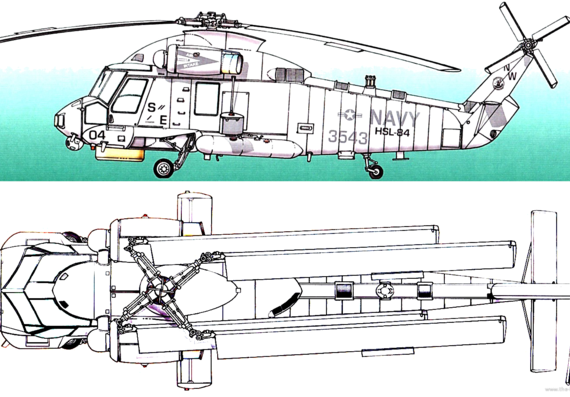 Вертолет Kaman SH-2G Super Seasprite - чертежи, габариты, рисунки