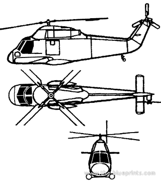 Вертолет Kaman UH-2C Seasprite - чертежи, габариты, рисунки