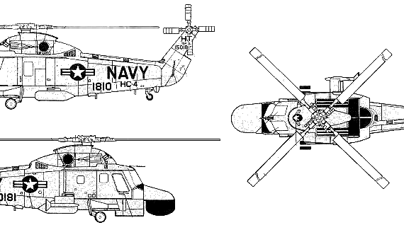 Вертолет Kaman YSH-2E Lamps Mk.II - чертежи, габариты, рисунки