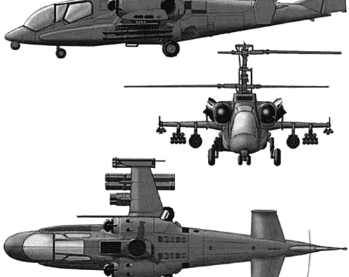 Вертолет Kamov Ka-50-2 Erdogan - чертежи, габариты, рисунки