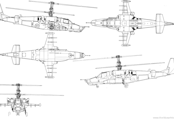 Вертолет Kamov Ka-50 - чертежи, габариты, рисунки