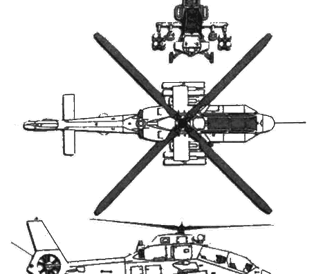 Вертолет Kawasaki XOH-1 - чертежи, габариты, рисунки