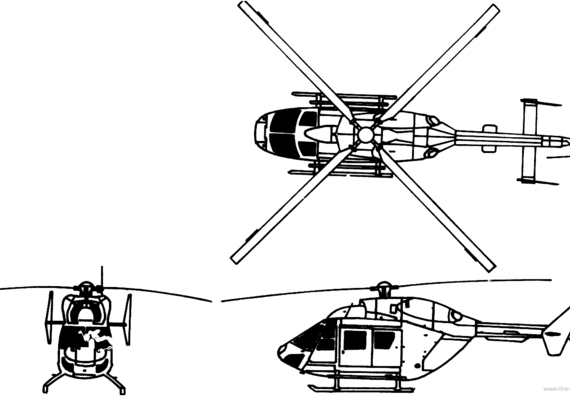 Вертолет MBB-Kawasaki BK117 - чертежи, габариты, рисунки