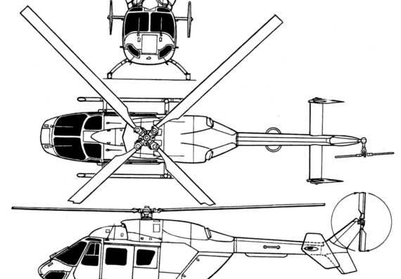 Вертолет MBB-Kawasaki MK-117 - чертежи, габариты, рисунки
