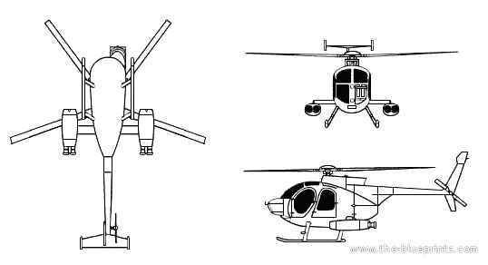 Вертолет McDonnell Douglas Defender 500 - чертежи, габариты, рисунки