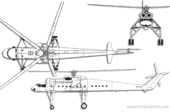Mil Mi-10 Harke-B helicopter - drawings, dimensions, figures