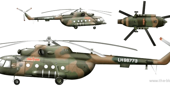 Вертолет Mil Mi-17 Hip - чертежи, габариты, рисунки