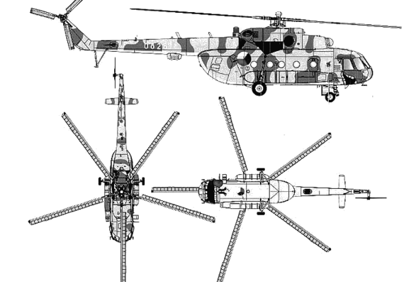 Вертолет Mil Mi-17 Hip H - чертежи, габариты, рисунки