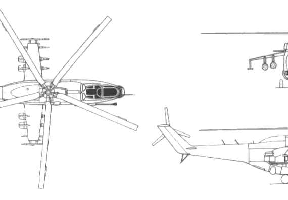 Вертолет Mil Mi-24 - чертежи, габариты, рисунки