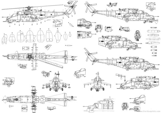 Вертолет Mil Mi-24V - чертежи, габариты, рисунки