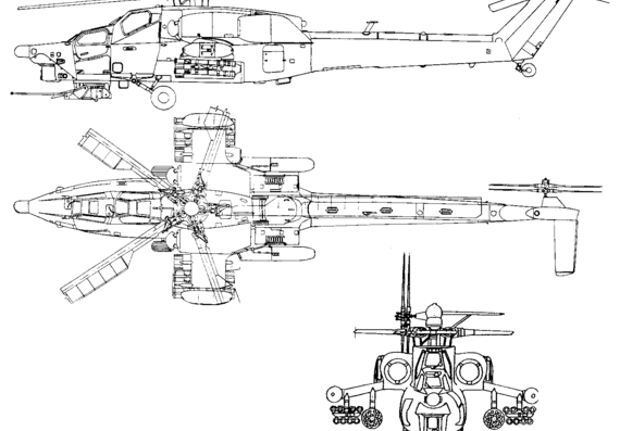 Вертолет Mil Mi-28 - чертежи, габариты, рисунки