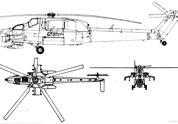 Вертолет Mil Mi-28N Havoc - чертежи, габариты, рисунки