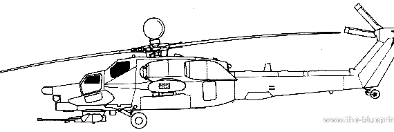 Вертолет Mil Mi-28N 'Havoc' - чертежи, габариты, рисунки