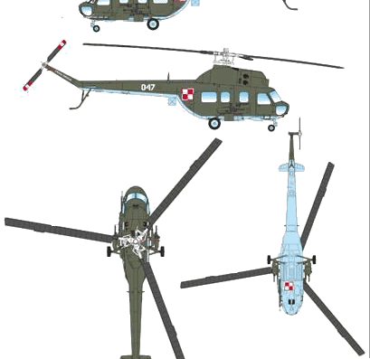Вертолет Mil Mi-2US Hoplite - чертежи, габариты, рисунки