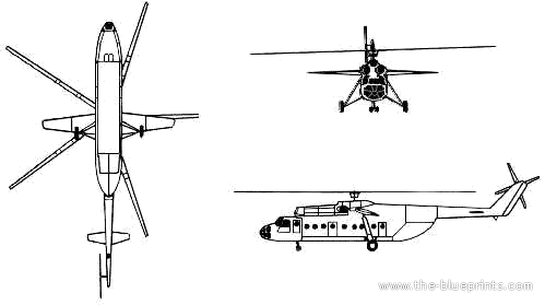 Вертолет Mil Mi-6 - чертежи, габариты, рисунки