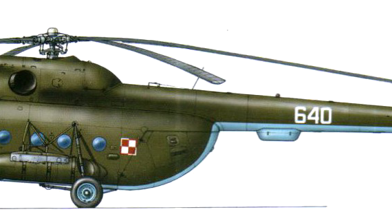 Вертолет Mil Mi-8T - чертежи, габариты, рисунки