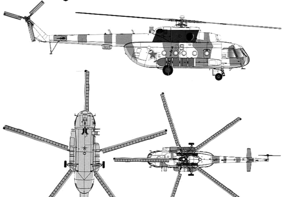 Вертолет Mil Mi-8T Hip C - чертежи, габариты, рисунки
