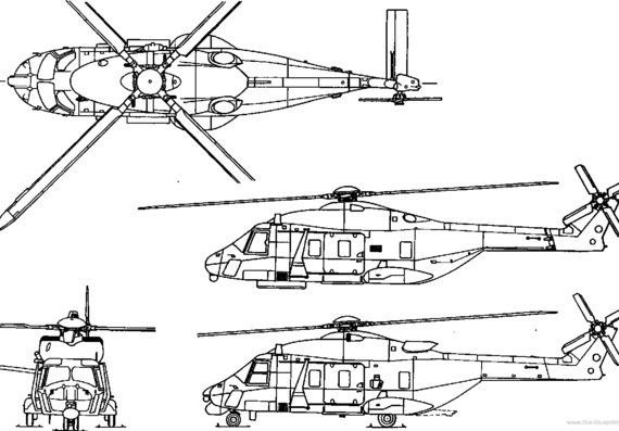 Вертолет NHIndustries NH90 TTH - чертежи, габариты, рисунки