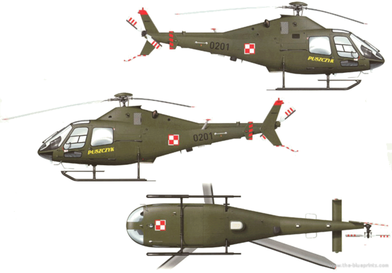Вертолет PZL SW-4 Puszczyk - чертежи, габариты, рисунки
