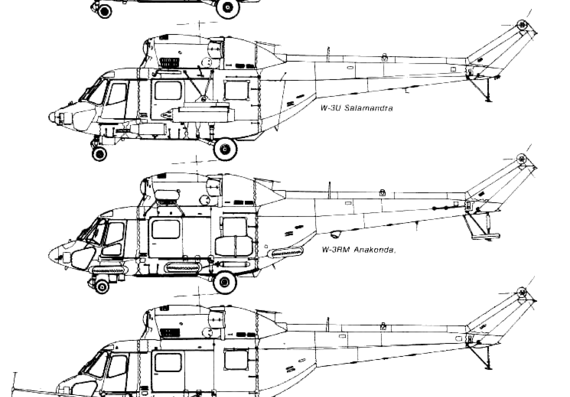 Вертолет PZL W-3 Sokol - чертежи, габариты, рисунки