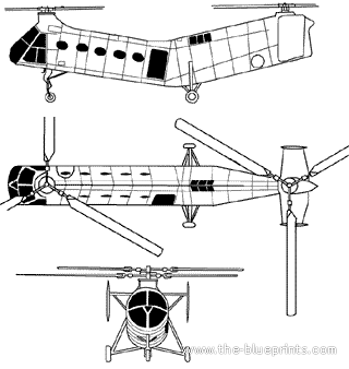 Вертолет Piasecki CH-21C Shawnee - чертежи, габариты, рисунки