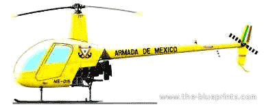 Вертолет Robinson R22 - чертежи, габариты, рисунки