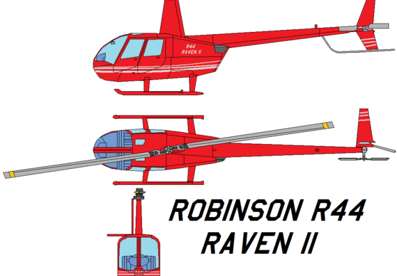 Вертолет Robinson R44 Raven II - чертежи, габариты, рисунки