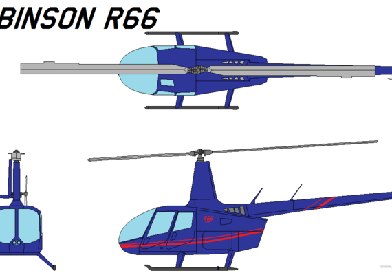 Вертолет Robinson R66 - чертежи, габариты, рисунки