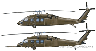 Вертолет Sikorski UH-60 Blackhawk - чертежи, габариты, рисунки