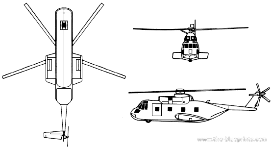 Вертолет Sikorsky CH-3E-HH-3E Jolly Green Giant - чертежи, габариты, рисунки
