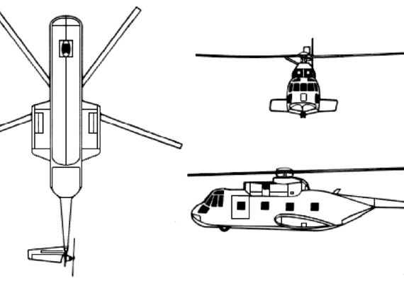 Вертолет Sikorsky CH-3E HH3-E Jolly Green Giant - чертежи, габариты, рисунки