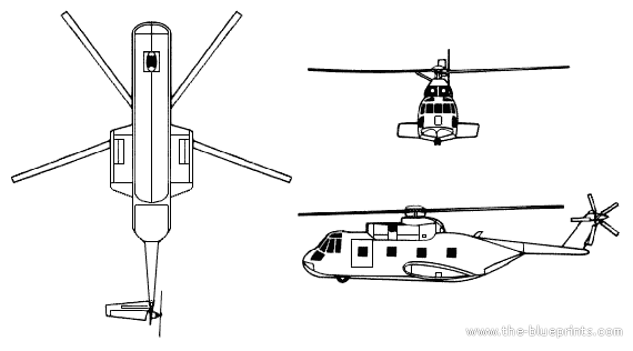 Вертолет Sikorsky CH-3e Jolly Green Giant - чертежи, габариты, рисунки