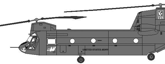 Sikorsky CH-47A Chinook helicopter - drawings, dimensions, figures