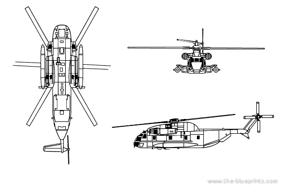 Вертолет Sikorsky CH-53 Sea Stalion - чертежи, габариты, рисунки