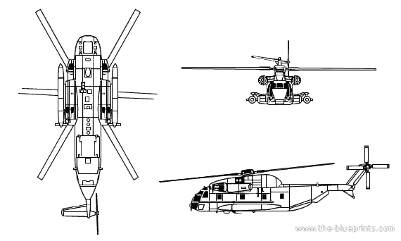 Вертолет Sikorsky CH-53 Sea Stallion - чертежи, габариты, рисунки